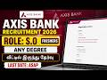 Axis Bank Recruitment 2026 TAMIL | Any Degree | Freshers | Online Test Only | Apply Now