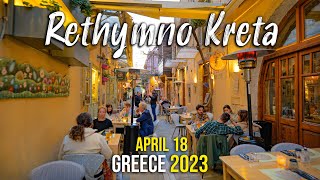 Rethymno Crete, walking tour in 4k, Kreta, Greece 2023