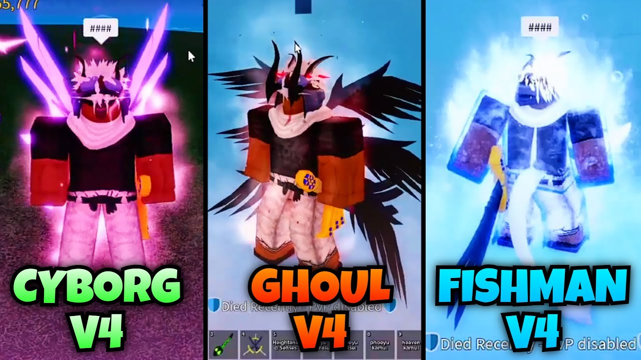 Cyborg V4, Ghoul V4, Fishman V4 Transformation Showcase!! [Blox Fruits] 
