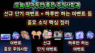 [메이플스토리 맑음] 오늘 알아두면 좋은 주의사항과 / 신규 단기 이벤트 / 하루만 하는 이벤트 등 /...