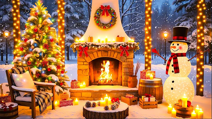 Snow Falling Background Christmas Music ❄️ Christmas Instrumental Music Fireplace 🎅 Christmas Carols