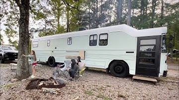 School Bus Conversion Episode 37 - Building a dinette from reclaimed butcher block!