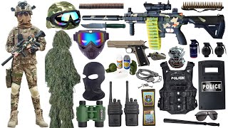 Special police weapon toy set unboxing, M416 assault rifle, 1911 pistol, gas mask, bomb dagger