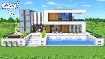 Minecraft: How to Build a Modern House Tutorial (Easy) #84 - Interior in Description!