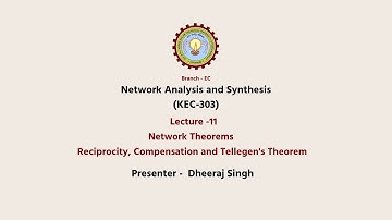 Network Analysis and Synthesis  |  Network Theorems Reciprocity  Compensation and Tellegen