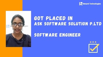 Besant Technologies Rajaji Nagar Reviews | Lakshmidevi Got Placed in ASK Software Solution 4LPA