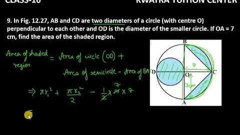 9. In Fig. 12.27, AB and CD are two diameters of a circle (with centre O) perpendicular to each