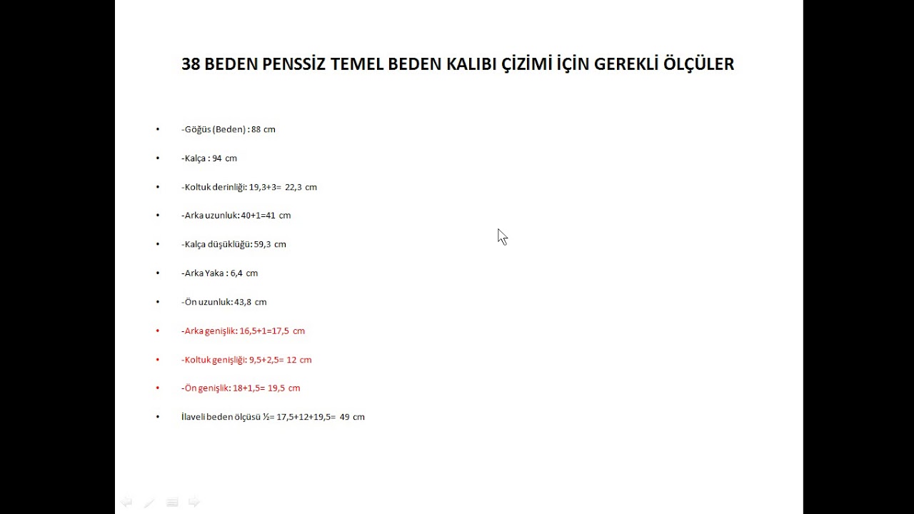 Penssiz Temel Beden Kalıbı Çizimi