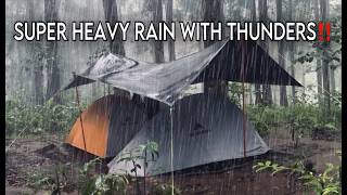⚡️THUNDERSTORM, FLOOD \& RAINSTORM‼️ CAMPING IN VERY HEAVY RAIN WITH POWERFUL THUNDERSTORM‼️