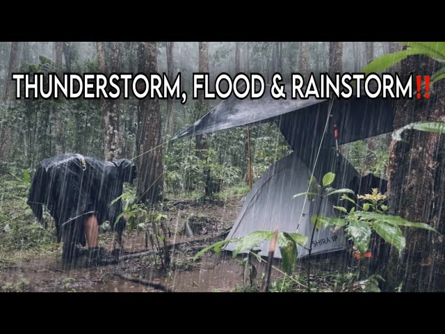 ⚡️THUNDERSTORM, FLOOD & RAINSTORM‼️ CAMPING IN VERY HEAVY RAIN WITH POWERFUL THUNDERSTORM‼️ class=