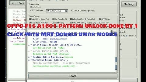 OPPO F1s A1601 Pattern Unlock Done By 1 Click With MRT Dongle