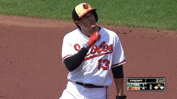 OAK@BAL: Machado pads the lead with an RBI double