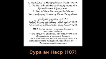 Сура ан Наср (110). Красивое чтение. Чтец Корана Абу Бакр аш Шатри