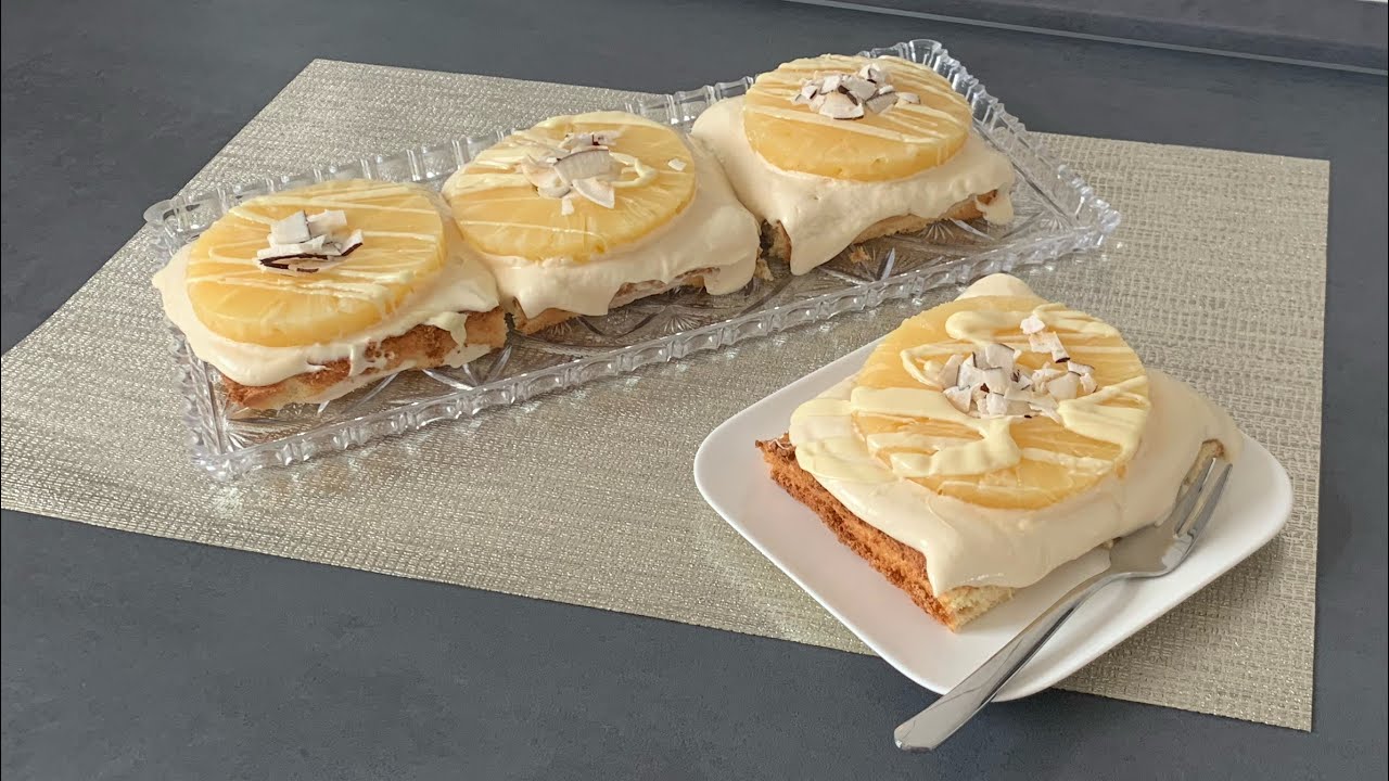 Ananas schnitte / Sommer Kuchen / leicht einfach backen / Simona - YouTube