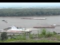 Barges floating down Mississippi River