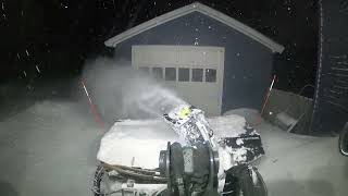 Muskox blower + toolcat clears 2 driveways in 4 minutes. Tight space!