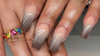 Celebrity How to do Acrylic Ombré Nails For Beginners | Coffin Shape Nail Tutorial | Nude and Brown Ombré Net Worth
