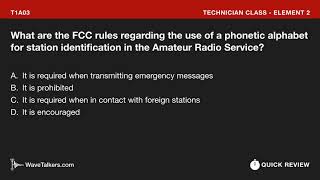 T1A03 – WaveTalkers Quick Review, Ham Radio Technician License 2018-2022