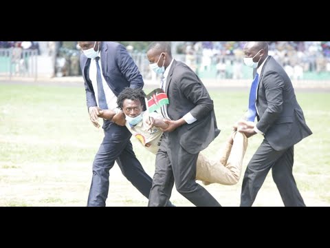 Drama as man attempts to interrupt President Kenyatta during Madaraka Day speech