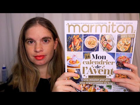 ASMR - Lecture de recettes de cuisine de Noël Marmitton - Page turning