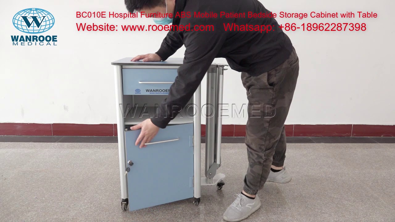 BC010E Hospital Room Medical Patient Bedside Lockers Table Cabinet