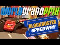 World grand prix race at blockbuster speedway