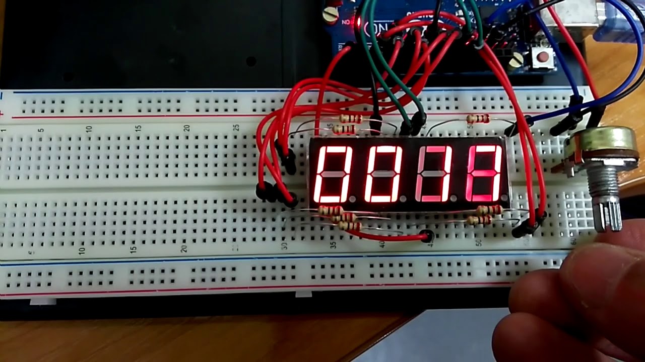 Arduino Uno. 4-ёх разрядный 7-ми сегментный индикатор. Отображение ...