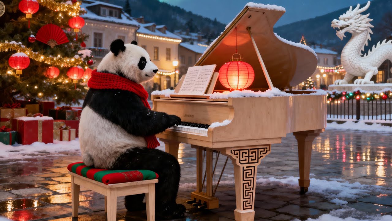 Soft Panda Piano 🏮🐼  Holiday Music for Sleep, Study & Relaxation 🌙 Cozy Winter Ambience ❄️