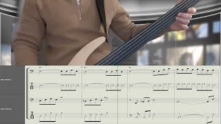 Le parrain - The Godfather with 2 bass fretless rhythmic and melodic with Score and Tabs