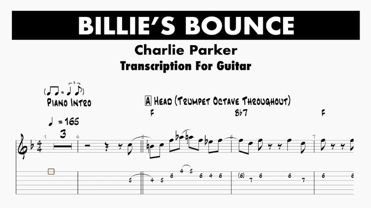 Billie’s Bounce – Jazz Guitar Transcription (Charlie Parker Solo with TAB)