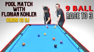 9 Ball Pool Match (Race to 3) | Florian Kohler Venom vs RJ Trickshot