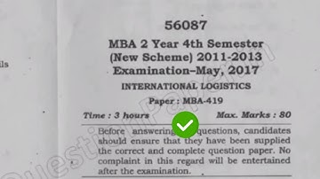 2017 Mdu MBA 4th Sem International Logistics Question Paper