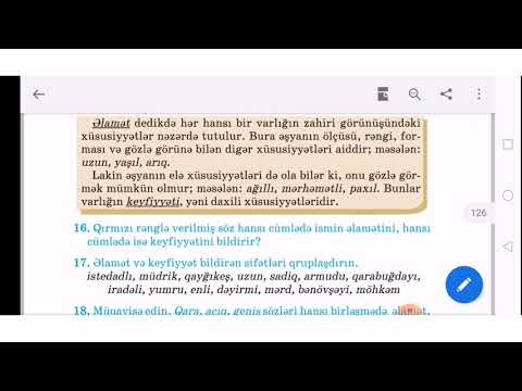 5-ci sinif Azərbaycan dili. Əlamət və keyfiyyət bildirən sifətlər. Səhifə 125.İçərişəhər mətni.