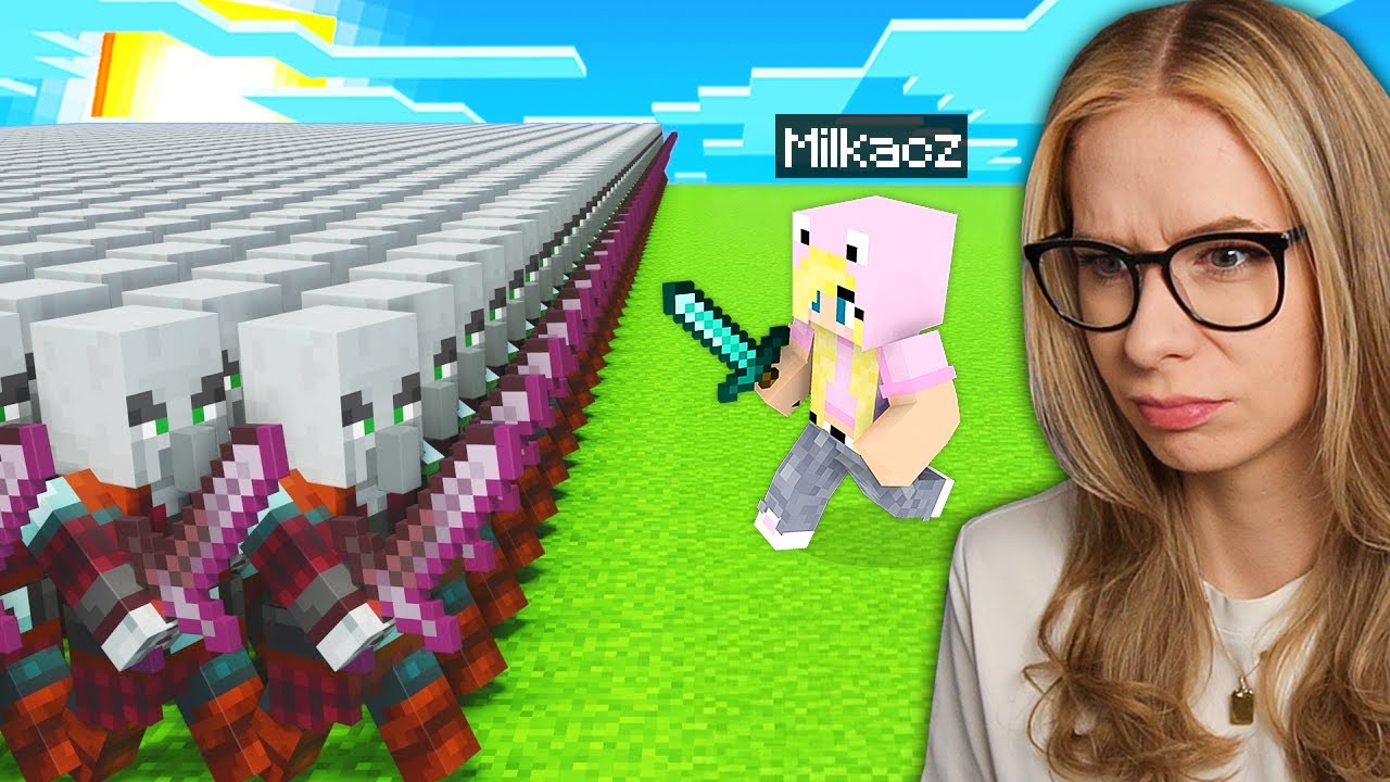 1000 PILLAGERÓW vs 1 DZIEWCZYNA w Minecraft!