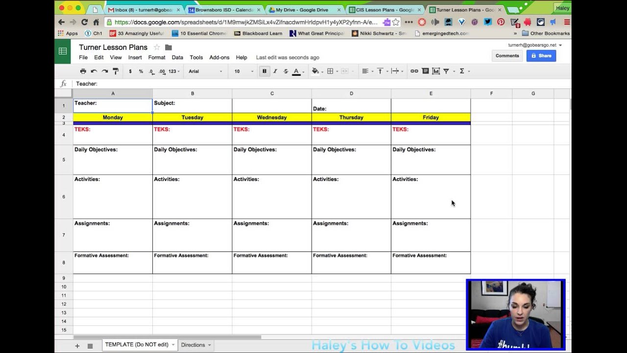 Weekly Lesson Plan Template Google Docs Free - pic-cheese