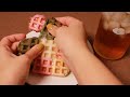 ASMR 겉은 바삭 속은 쫀득! 꿀떡와플과 매실주스 /수다영상/ honey tteok waffle and Green plum juice / Eng sub 日本語字幕