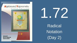 Alg2 1-72 Radical Notation