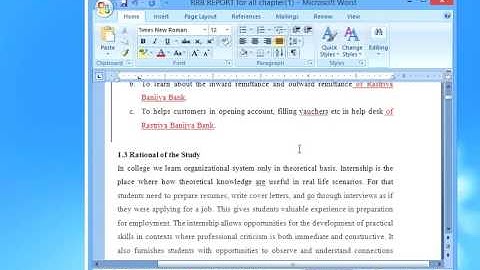 TU BBA Internship Report Format