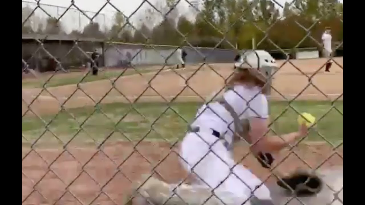 Abby Hay dives to catch a foul ball - YouTube
