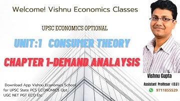 #1 | Consumer  Behavior Theory  | Demand Analysis Theory  | UPSC Economics optional lectures