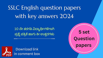 SSLC English question papers with key answers 2024 | 10th class practice question papers with key