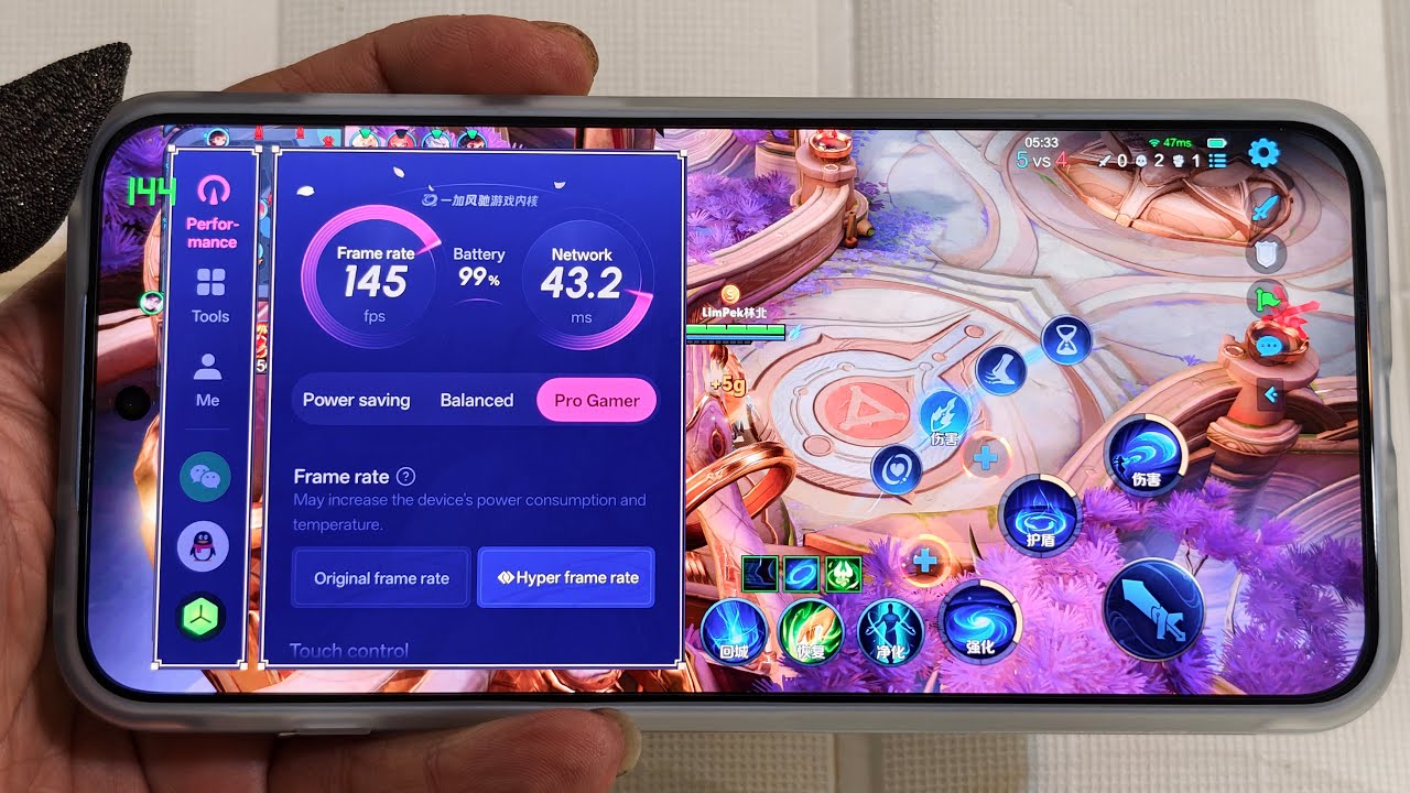 Oneplus Ace 6T FPS 144Hz Test on Honor of Kings - YouTube