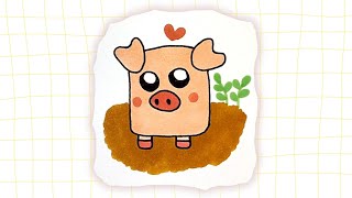 How to Draw a Cute Pig Step by Step - Easy Drawing Tutorial for Beginners