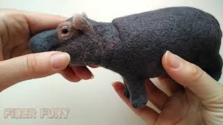 Hippo realistic figurine #hipopotam #hippo #needlefelting #filcowanie screenshot 4