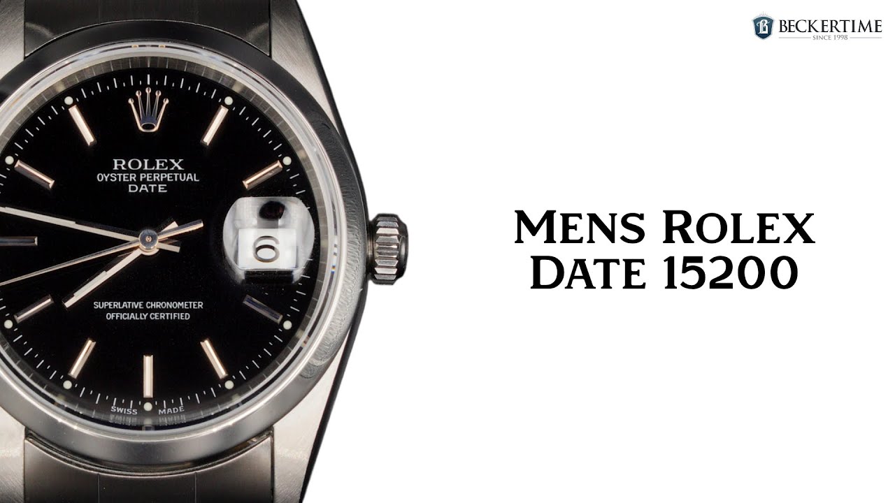 Mens Rolex Stainless Steel Date Watch Black Dial 15200 (SKU
