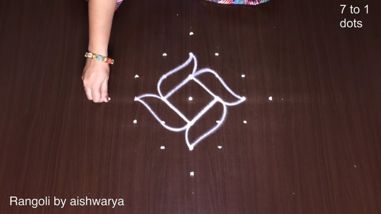 Beautiful Rangoli With 7×1 Dots