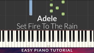 Adele - Set Fire to the Rain EASY Piano Tutorial + Lyrics Resimi