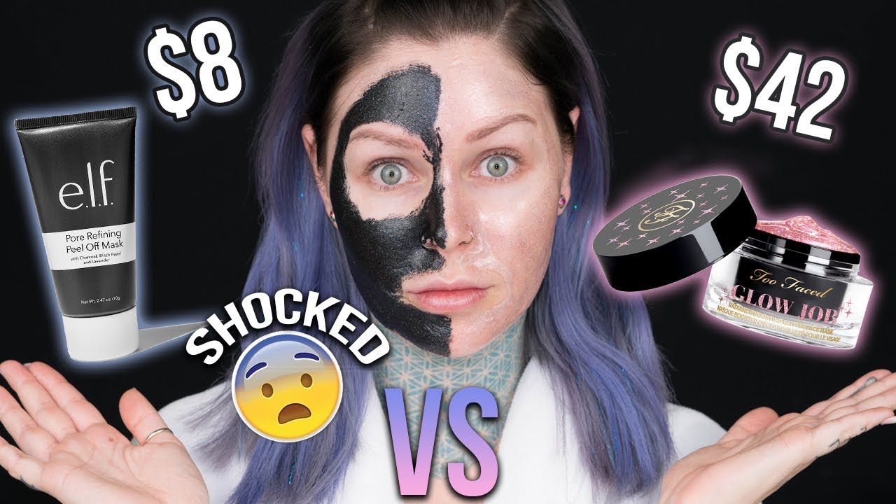 😳😳 🤯HONEST AF REVIEW: TOO FACED GLOW JOB GLITTER FACE MASK VS ELF PORE REFINING MASK