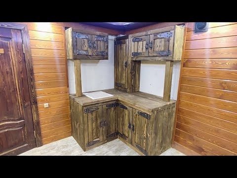 Кухня из массива дерева под старину #shorts #рекомендации #своимируками #издерева