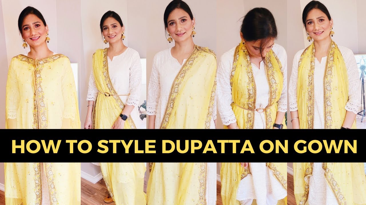 Buy Mustard Embroidered Dupatta Draped Style Gown Wedding Wear Online at  Best Price | Cbazaar